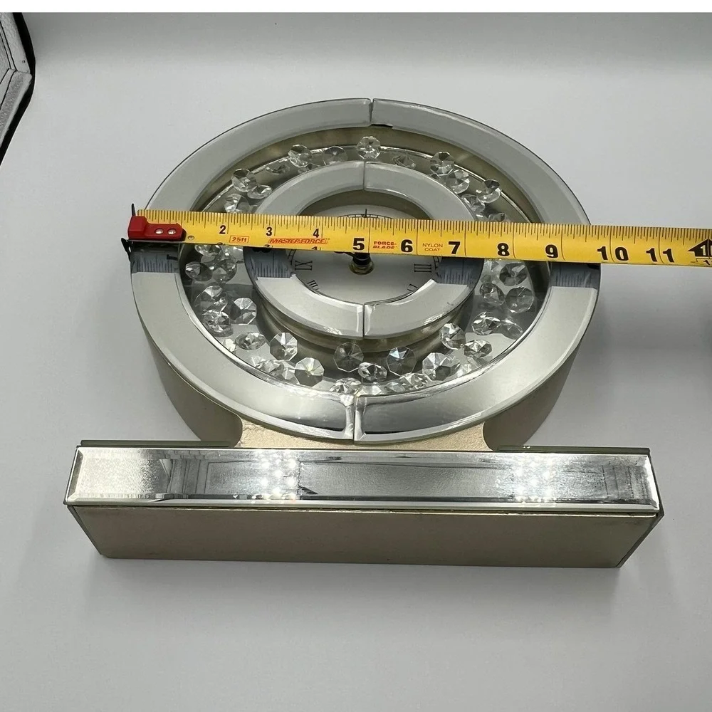 Pier 1 Mirrored Table Clock Home Decor Silver Gold Acceptable Crystal Art Deco